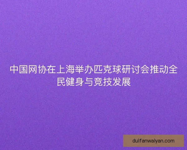 中国网协在上海举办匹克球研讨会推动全民健身与竞技发展
