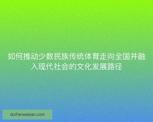 如何推动少数民族传统体育走向全国并融入现代社会的文化发展路径