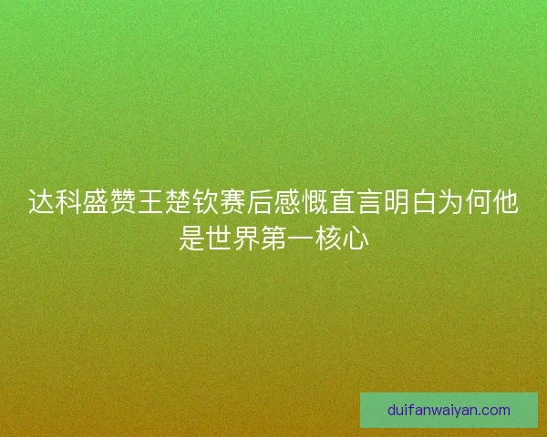 达科盛赞王楚钦赛后感慨直言明白为何他是世界第一核心