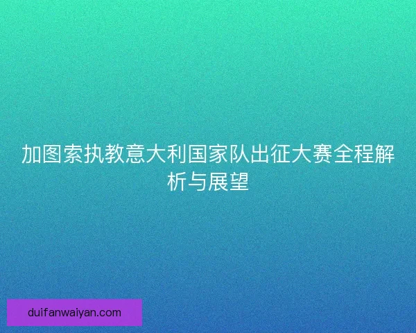 加图索执教意大利国家队出征大赛全程解析与展望