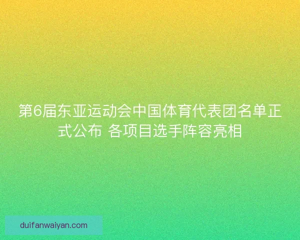 第6届东亚运动会中国体育代表团名单正式公布 各项目选手阵容亮相